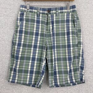 Tommy Hilfiger Shorts Mens 29 Blue Green Plaid Slash Pockets